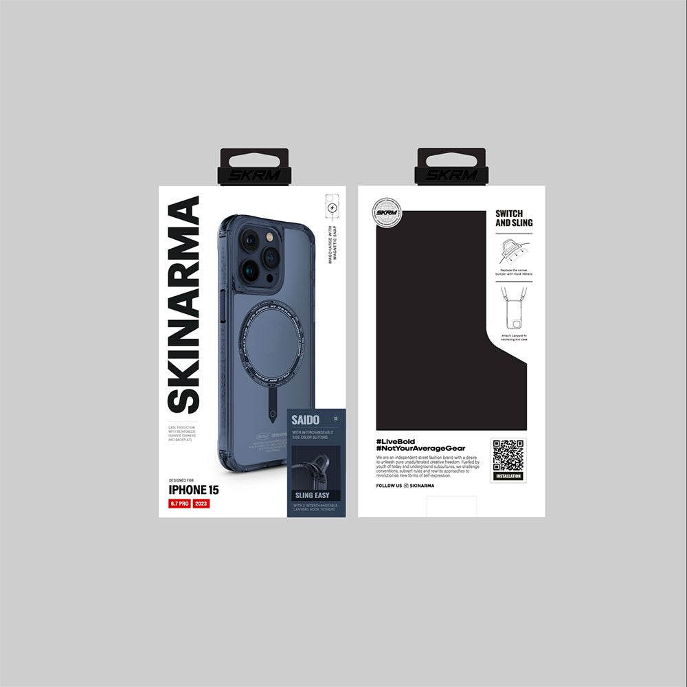 iPhone 15 Pro Kılıf SkinArma Şeffaf Airbag Tasarımlı M-safe Şarj Özellikli Saido Kılıf
