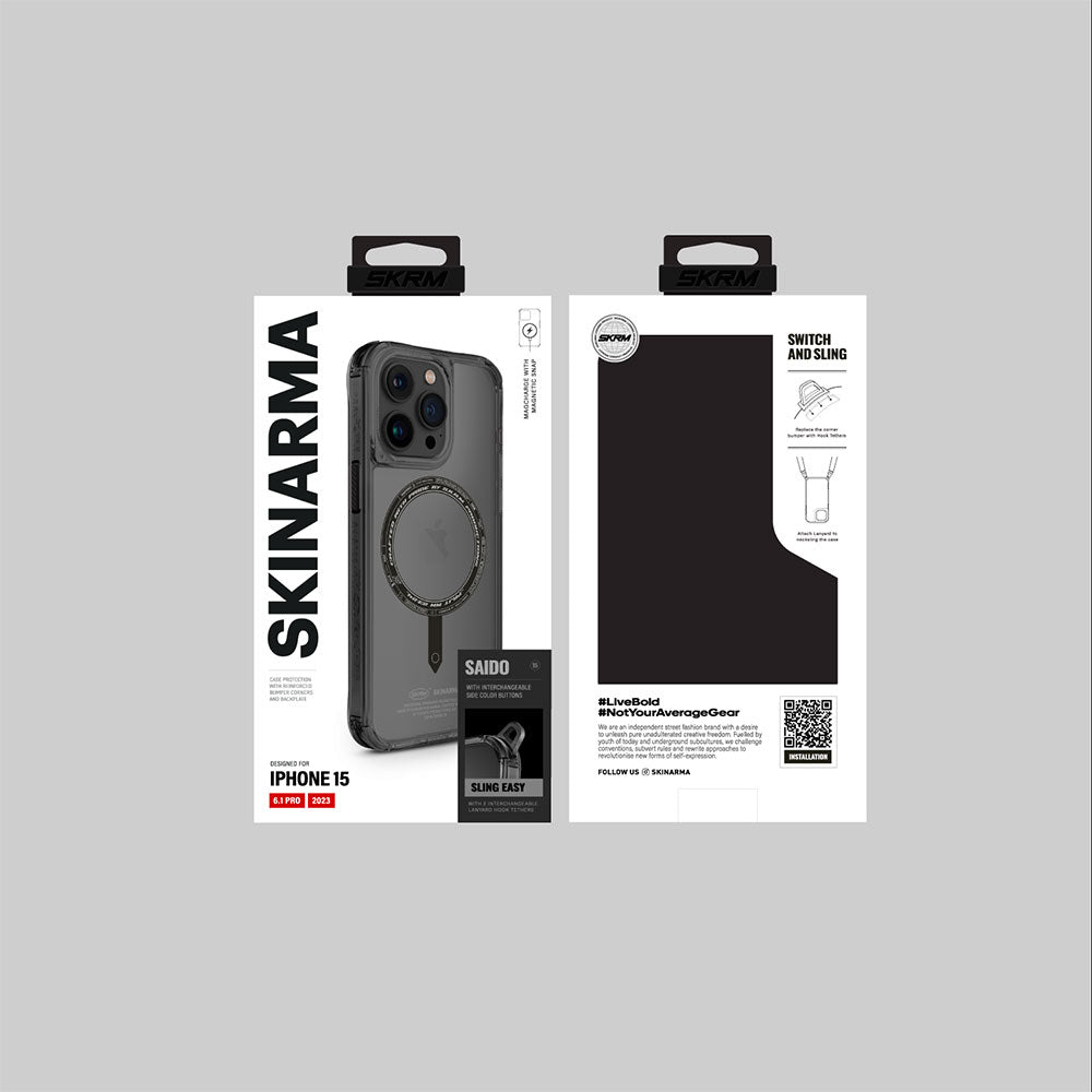 iPhone 15 Pro Kılıf SkinArma Şeffaf Airbag Tasarımlı M-safe Şarj Özellikli Saido Kılıf