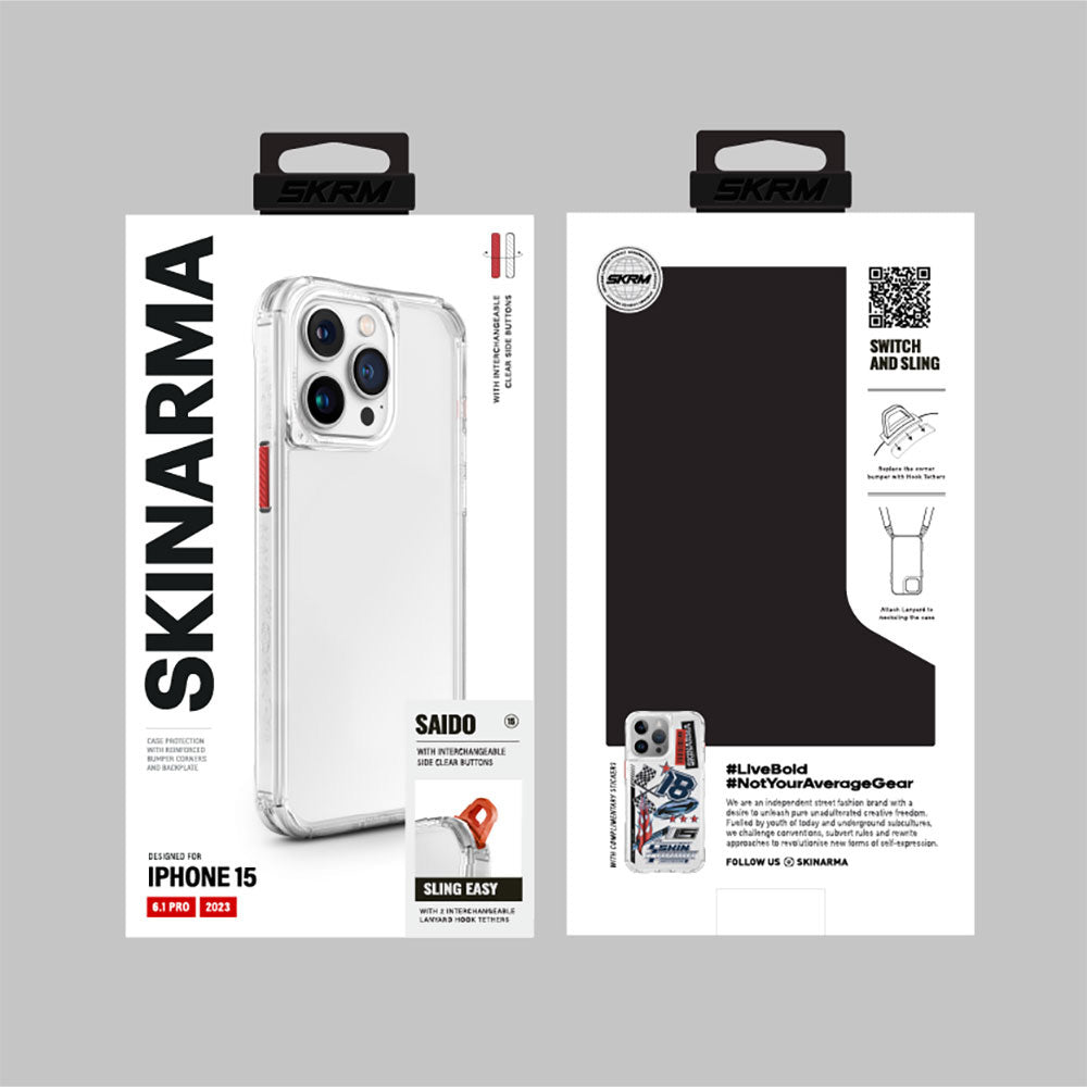 iPhone 15 Pro Kılıf SkinArma Şeffaf Airbag Tasarımlı Saido Kılıf