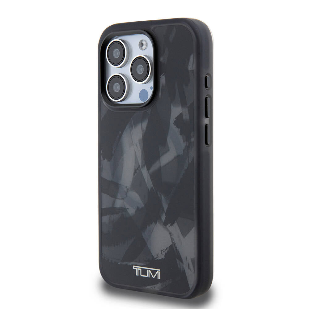 iPhone 15 Pro Kılıf TUMI Orijinal Lisanslı M-safe Şarj Özellikli Buzlanmış Saydam Fırça Kamuflajı Desenli Kılıf