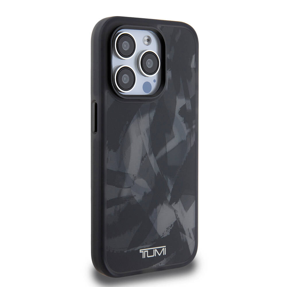 iPhone 15 Pro Kılıf TUMI Orijinal Lisanslı M-safe Şarj Özellikli Buzlanmış Saydam Fırça Kamuflajı Desenli Kılıf