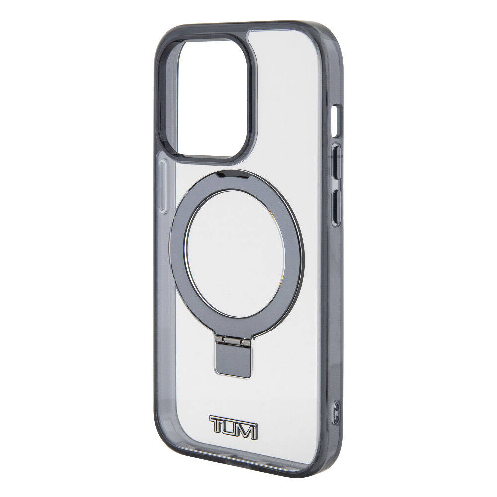 iPhone 15 Pro Kılıf TUMI Orijinal Lisanslı M-safe Şarj Özellikli Metal Logolu Ring Standlı Silikon Kılıf