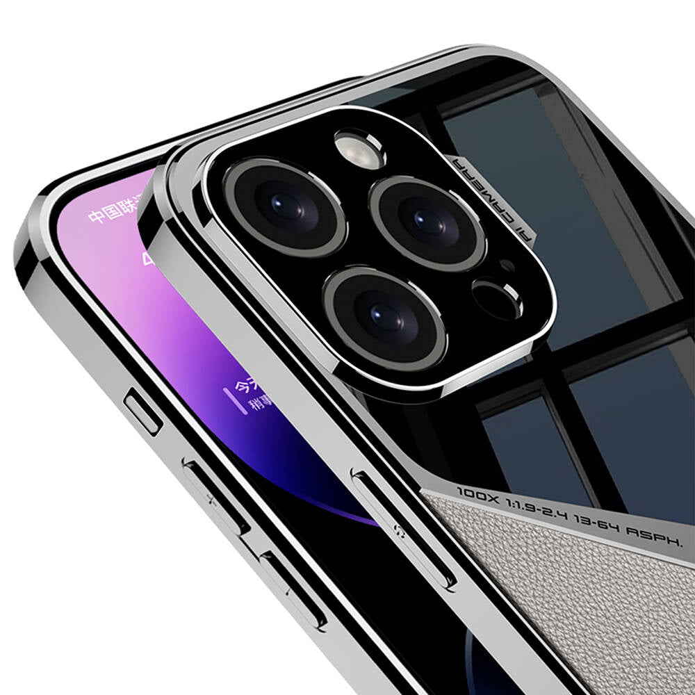 iPhone 15 Pro Kılıf Ultra İnce Kamera Korumalı PC + Deri Arka Yüzey Zore X-Pro Kılıf