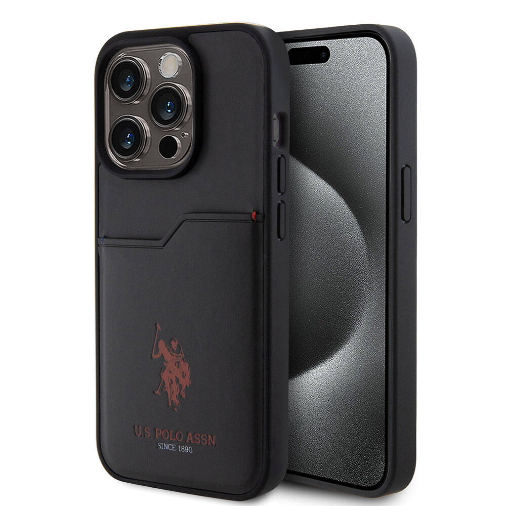 iPhone 15 Pro Kılıf U.S. Polo Assn. Orijinal Lisanslı Baskı Logolu PU Kartlıklı Kılıf