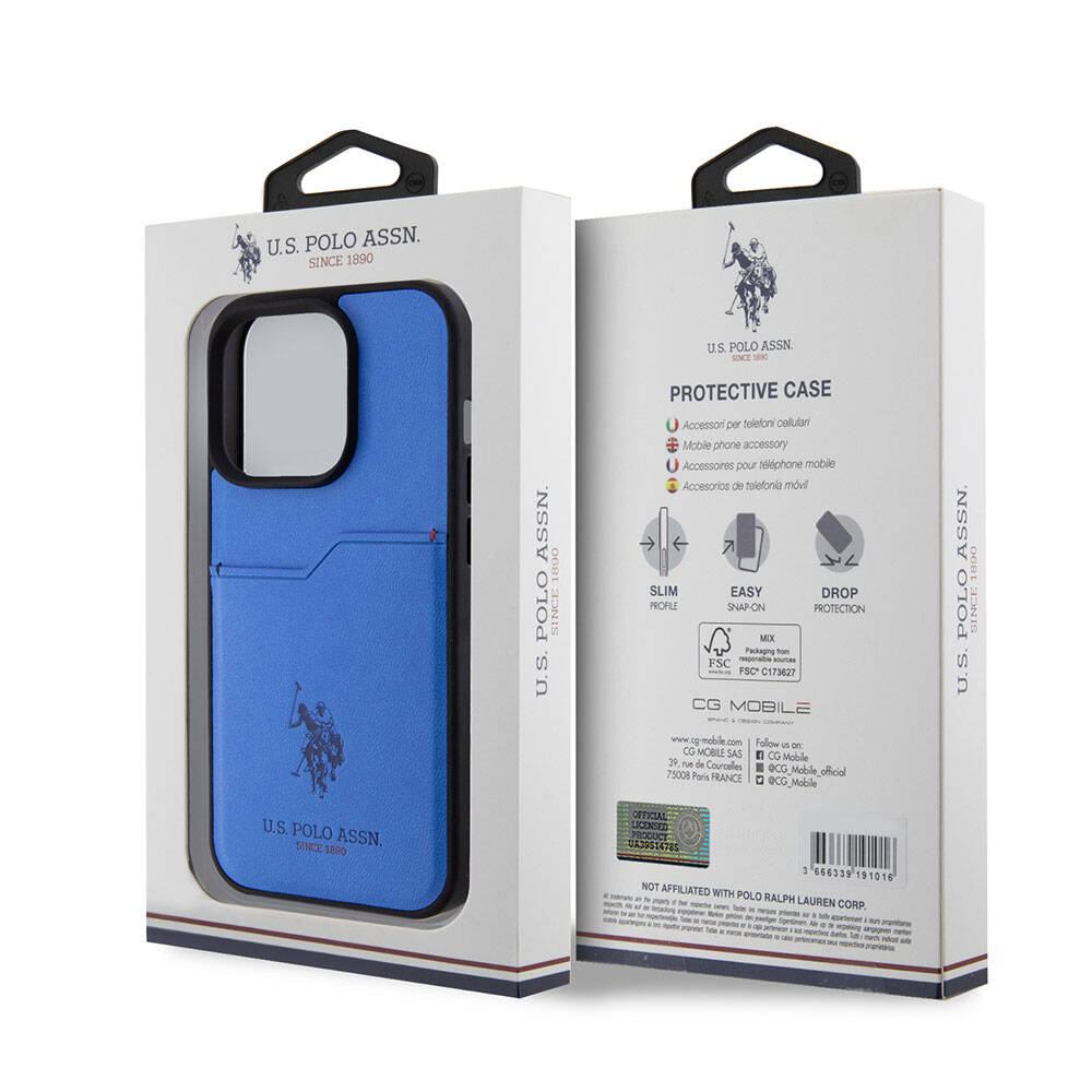 iPhone 15 Pro Kılıf U.S. Polo Assn. Orijinal Lisanslı Baskı Logolu PU Kartlıklı Kılıf