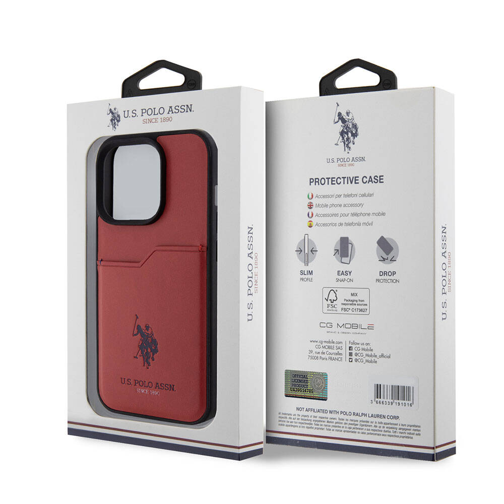 iPhone 15 Pro Kılıf U.S. Polo Assn. Orijinal Lisanslı Baskı Logolu PU Kartlıklı Kılıf