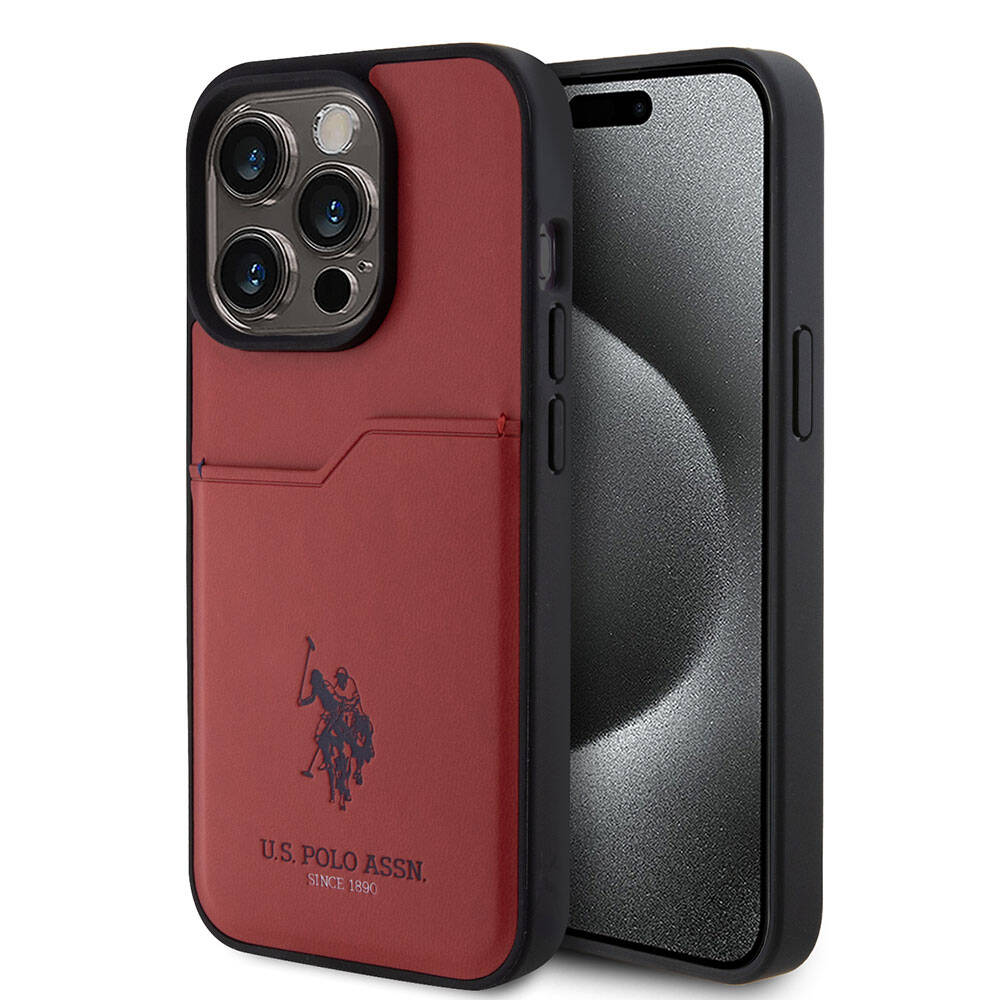 iPhone 15 Pro Kılıf U.S. Polo Assn. Orijinal Lisanslı Baskı Logolu PU Kartlıklı Kılıf