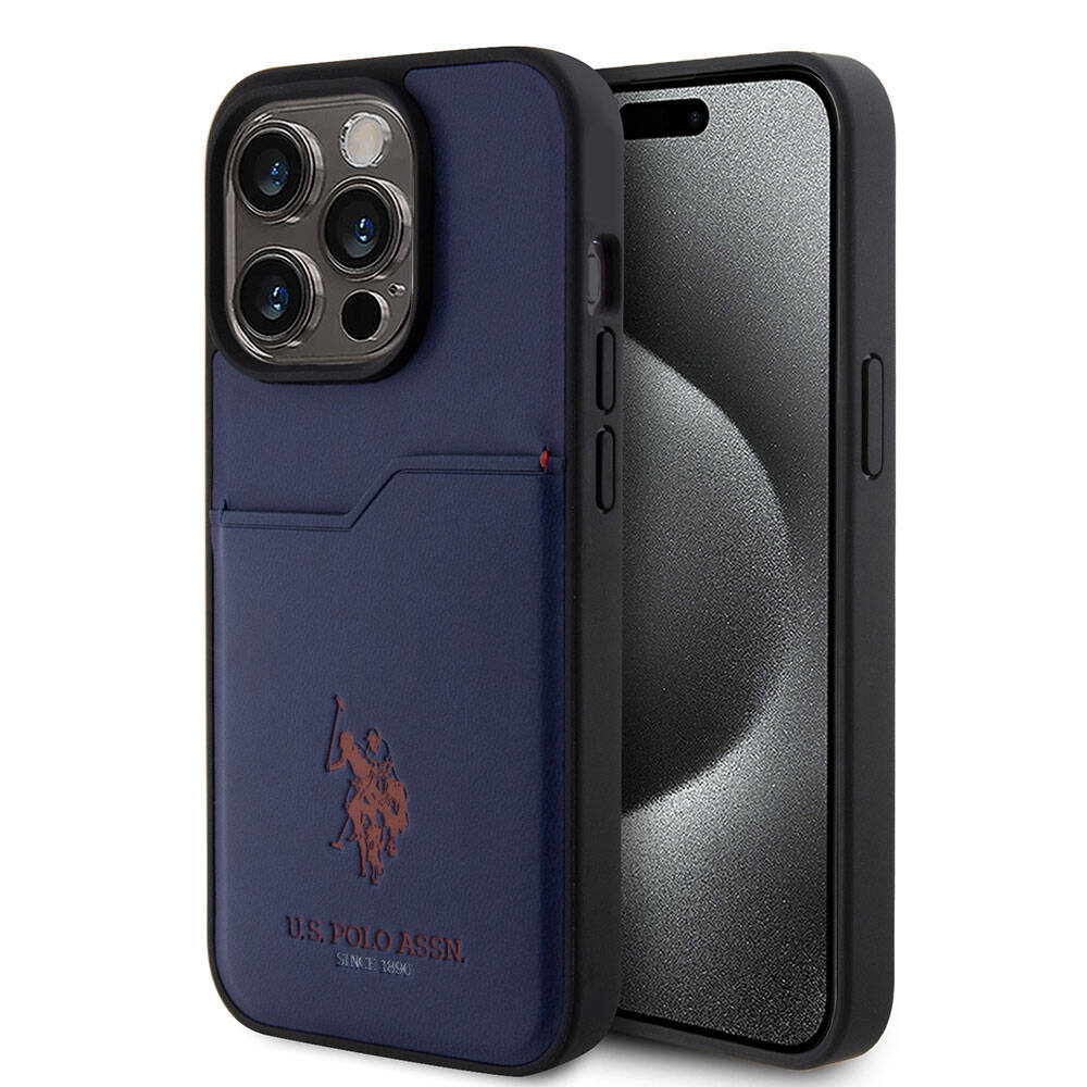 iPhone 15 Pro Kılıf U.S. Polo Assn. Orijinal Lisanslı Baskı Logolu PU Kartlıklı Kılıf