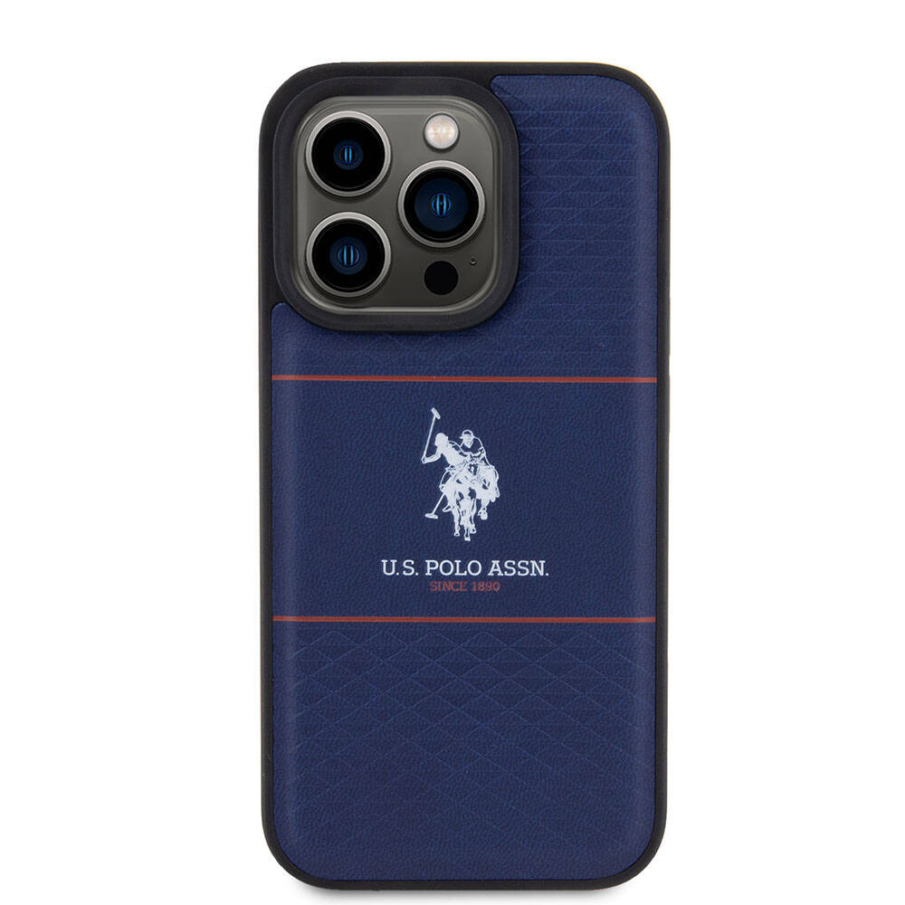 iPhone 15 Pro Kılıf U.S. Polo Assn. Orijinal Lisanslı Deri Şeritli Logo Dizayn Kılıf