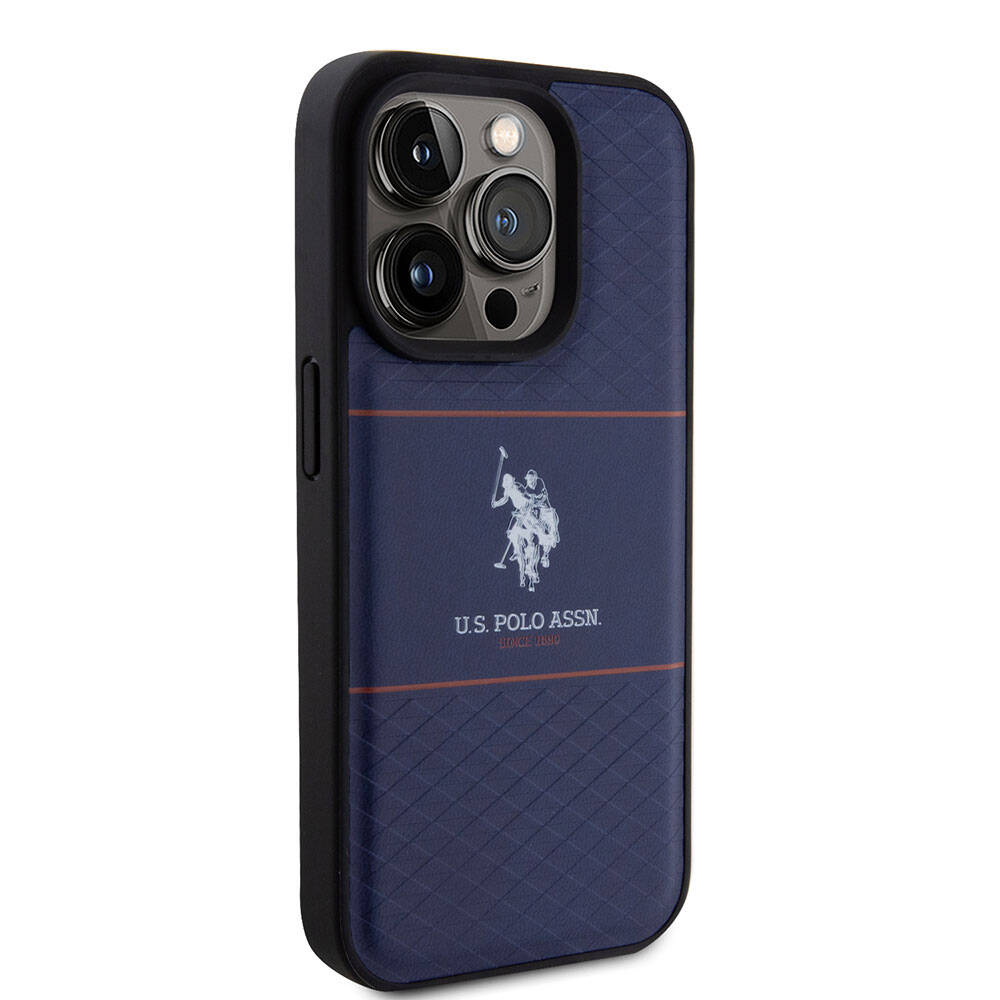 iPhone 15 Pro Kılıf U.S. Polo Assn. Orijinal Lisanslı Deri Şeritli Logo Dizayn Kılıf