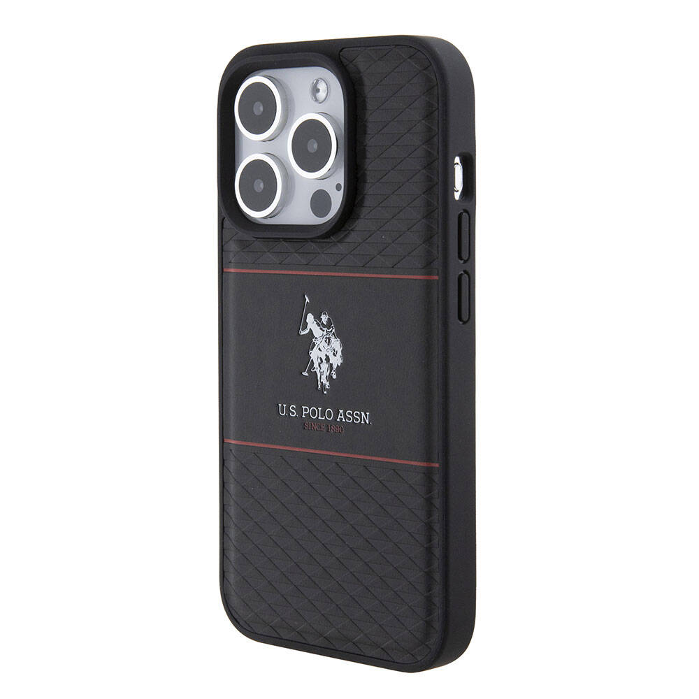 iPhone 15 Pro Kılıf U.S. Polo Assn. Orijinal Lisanslı Deri Şeritli Logo Dizayn Kılıf