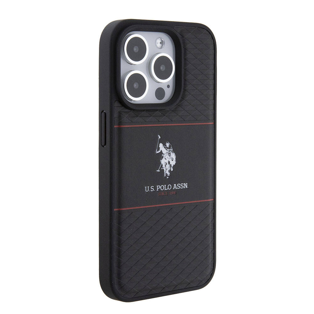iPhone 15 Pro Kılıf U.S. Polo Assn. Orijinal Lisanslı Deri Şeritli Logo Dizayn Kılıf