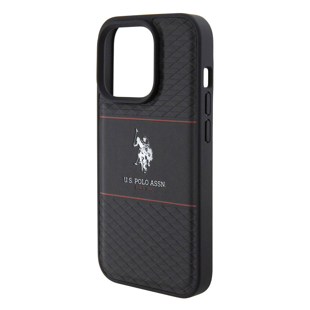 iPhone 15 Pro Kılıf U.S. Polo Assn. Orijinal Lisanslı Deri Şeritli Logo Dizayn Kılıf