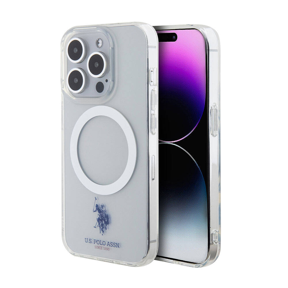 iPhone 15 Pro Kılıf U.S. Polo Assn. Orijinal Lisanslı M-safe Şarj Özellikli Transparan Tasarım Kılıf
