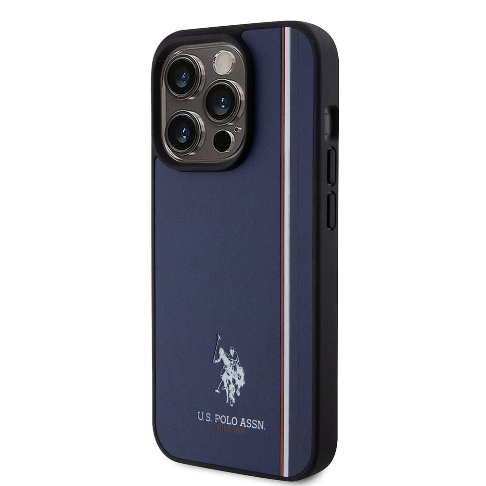 iPhone 15 Pro Kılıf U.S. Polo Assn. Orijinal Lisanslı Üç Renk Şerit Tasarımlı Baskı Logolu Kılıf