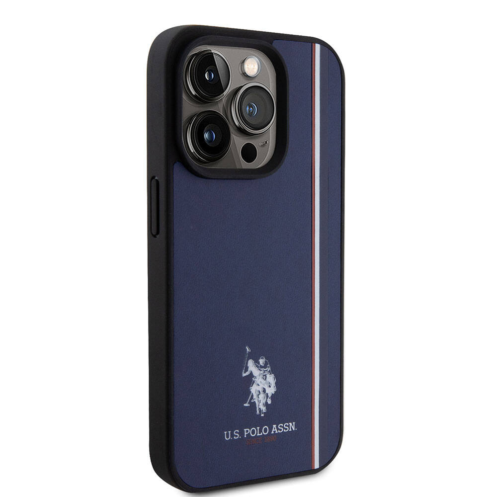 iPhone 15 Pro Kılıf U.S. Polo Assn. Orijinal Lisanslı Üç Renk Şerit Tasarımlı Baskı Logolu Kılıf