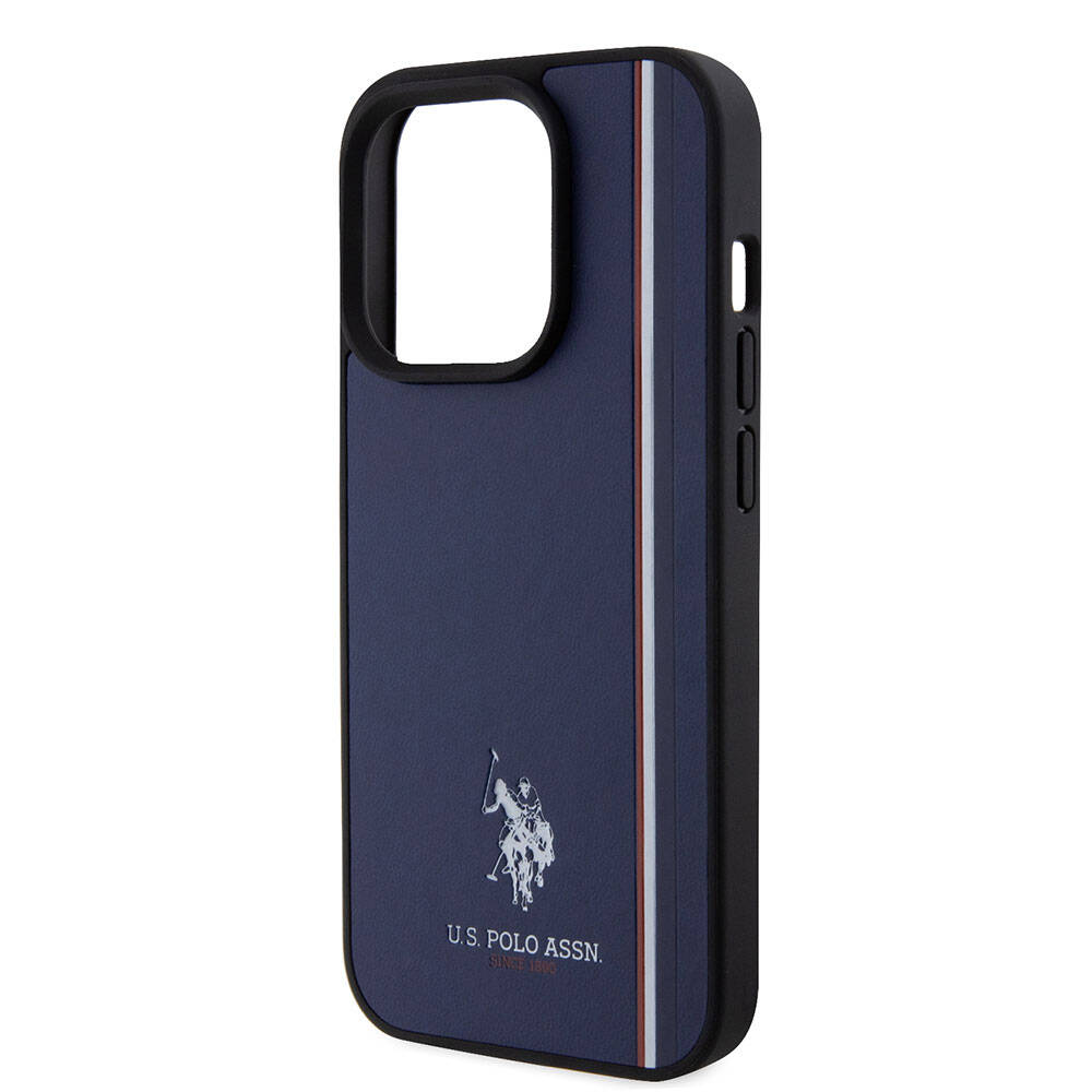 iPhone 15 Pro Kılıf U.S. Polo Assn. Orijinal Lisanslı Üç Renk Şerit Tasarımlı Baskı Logolu Kılıf