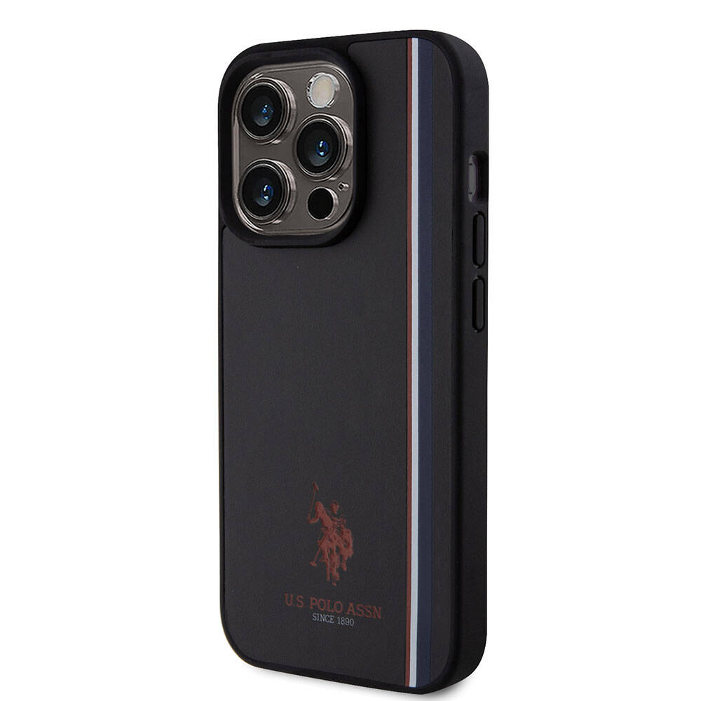 iPhone 15 Pro Kılıf U.S. Polo Assn. Orijinal Lisanslı Üç Renk Şerit Tasarımlı Baskı Logolu Kılıf
