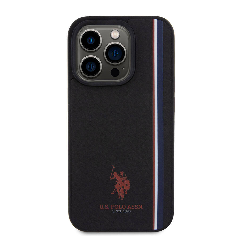 iPhone 15 Pro Kılıf U.S. Polo Assn. Orijinal Lisanslı Üç Renk Şerit Tasarımlı Baskı Logolu Kılıf