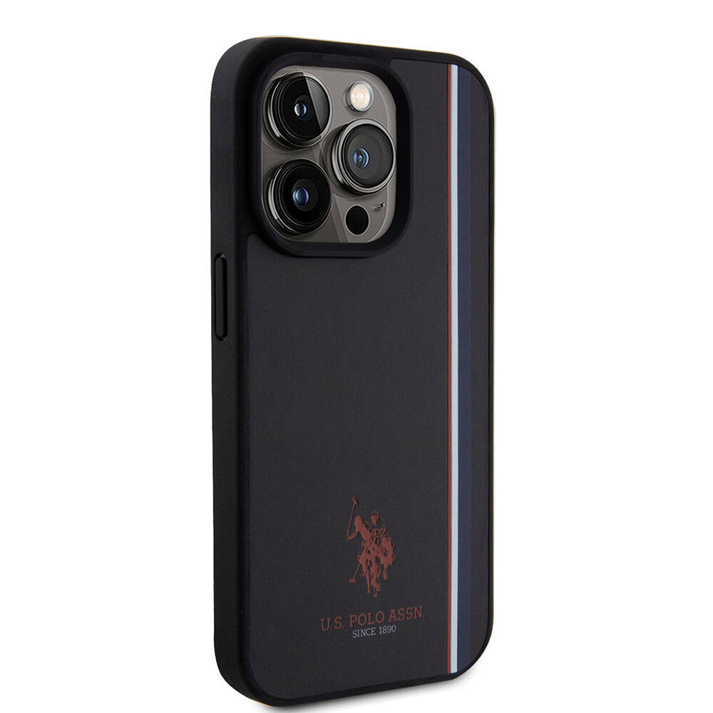 iPhone 15 Pro Kılıf U.S. Polo Assn. Orijinal Lisanslı Üç Renk Şerit Tasarımlı Baskı Logolu Kılıf