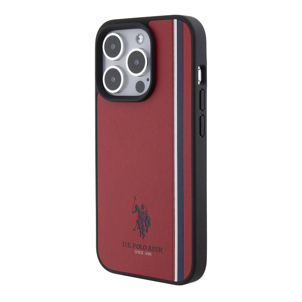 iPhone 15 Pro Kılıf U.S. Polo Assn. Orijinal Lisanslı Üç Renk Şerit Tasarımlı Baskı Logolu Kılıf