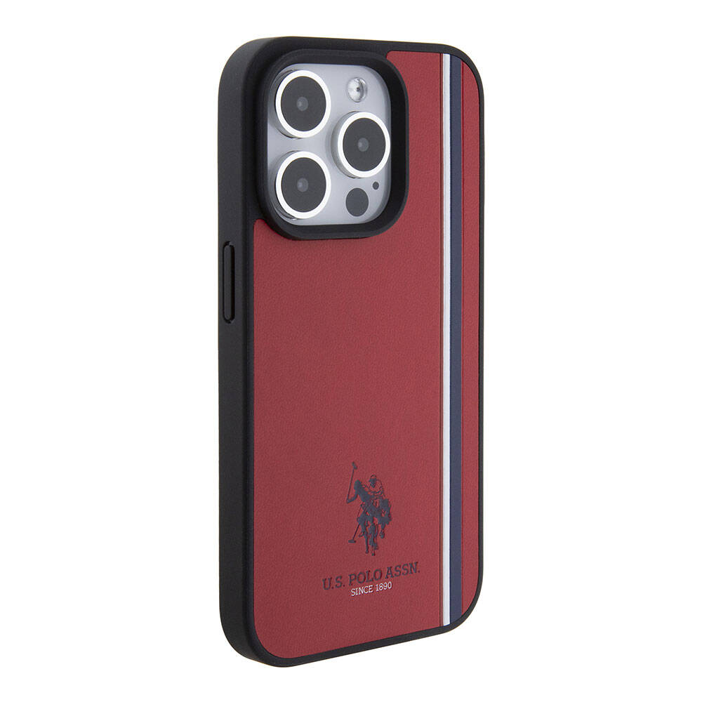 iPhone 15 Pro Kılıf U.S. Polo Assn. Orijinal Lisanslı Üç Renk Şerit Tasarımlı Baskı Logolu Kılıf