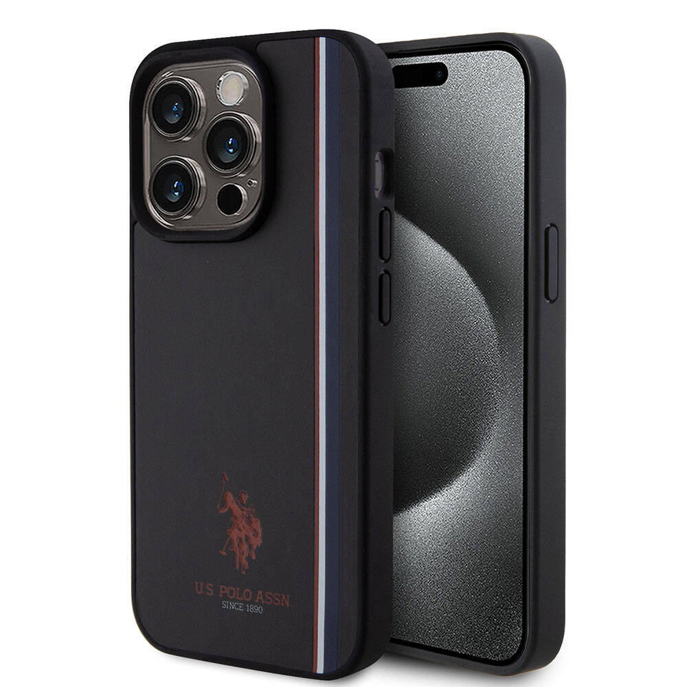 iPhone 15 Pro Kılıf U.S. Polo Assn. Orijinal Lisanslı Üç Renk Şerit Tasarımlı Baskı Logolu Kılıf