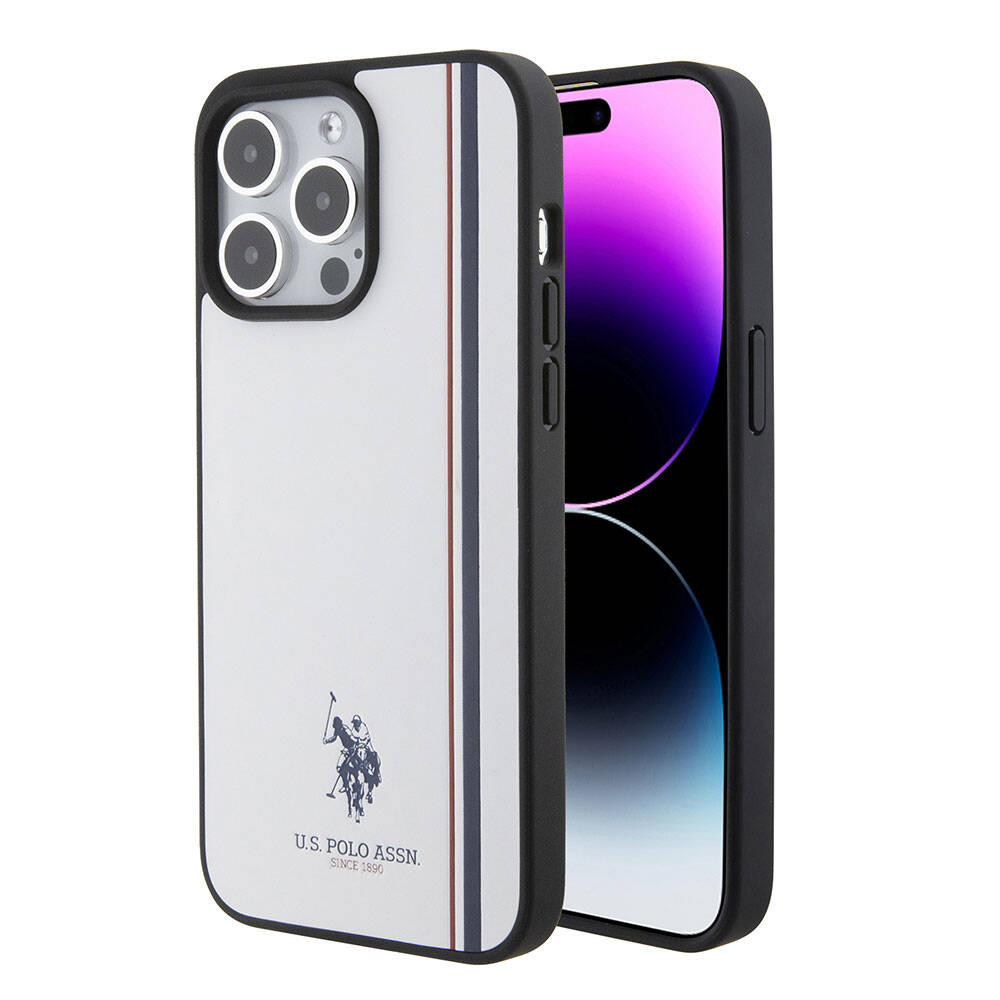 iPhone 15 Pro Kılıf U.S. Polo Assn. Orijinal Lisanslı Üç Renk Şerit Tasarımlı Baskı Logolu Kılıf