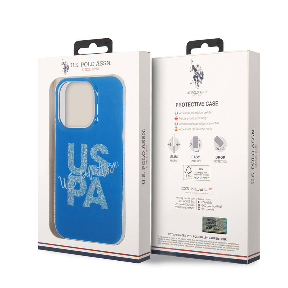 iPhone 15 Pro Kılıf U.S. Polo Assn. orijinal Lisanslı Simli Parlak Alfabe Tasarım Kılıf