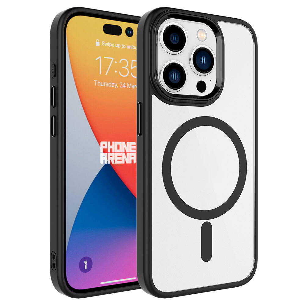 iPhone 15 Pro Kılıf Wireless Şarj Özellikli Zore Krom M-safe Silikon Kılıf