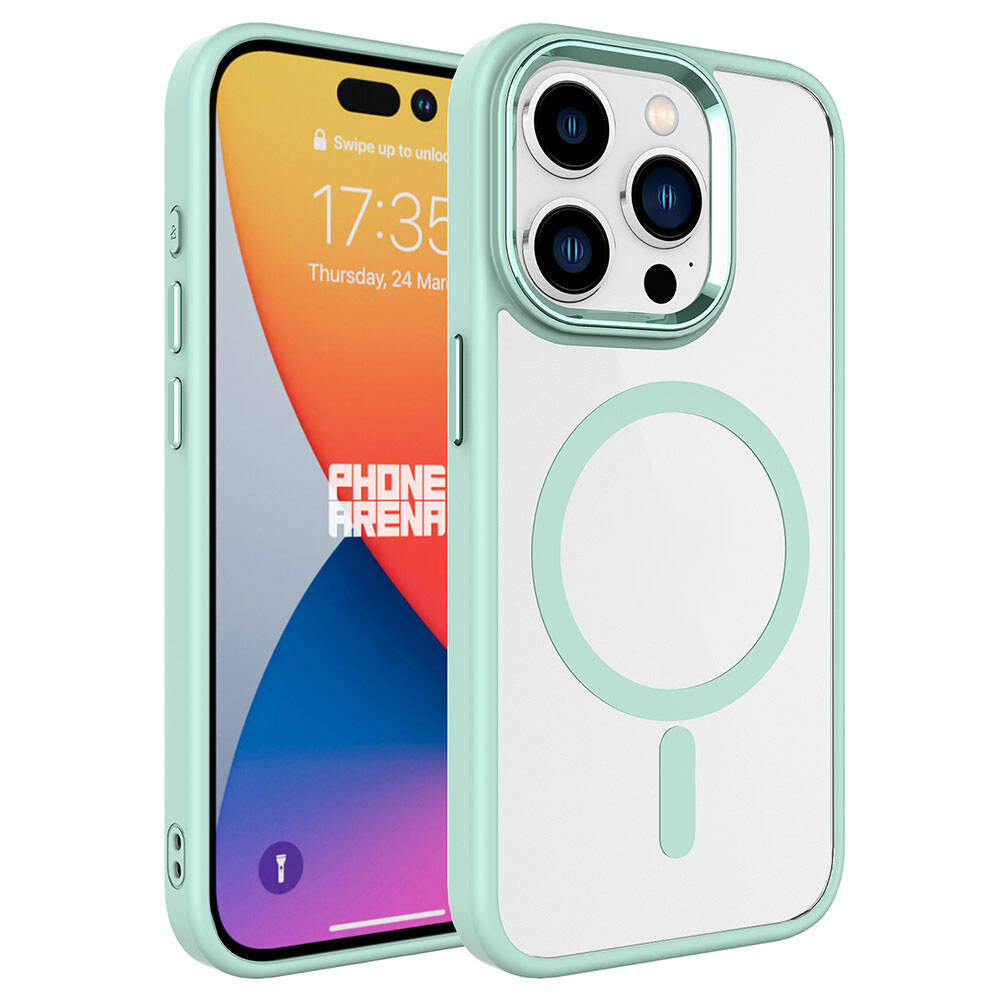 iPhone 15 Pro Kılıf Wireless Şarj Özellikli Zore Krom M-safe Silikon Kılıf