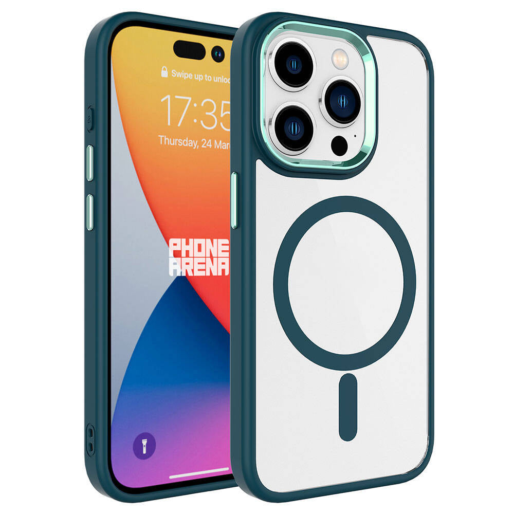 iPhone 15 Pro Kılıf Wireless Şarj Özellikli Zore Krom M-safe Silikon Kılıf