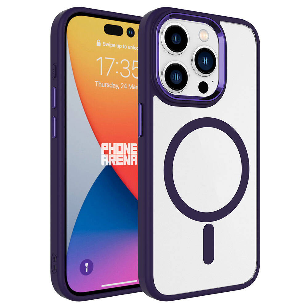 iPhone 15 Pro Kılıf Wireless Şarj Özellikli Zore Krom M-safe Silikon Kılıf