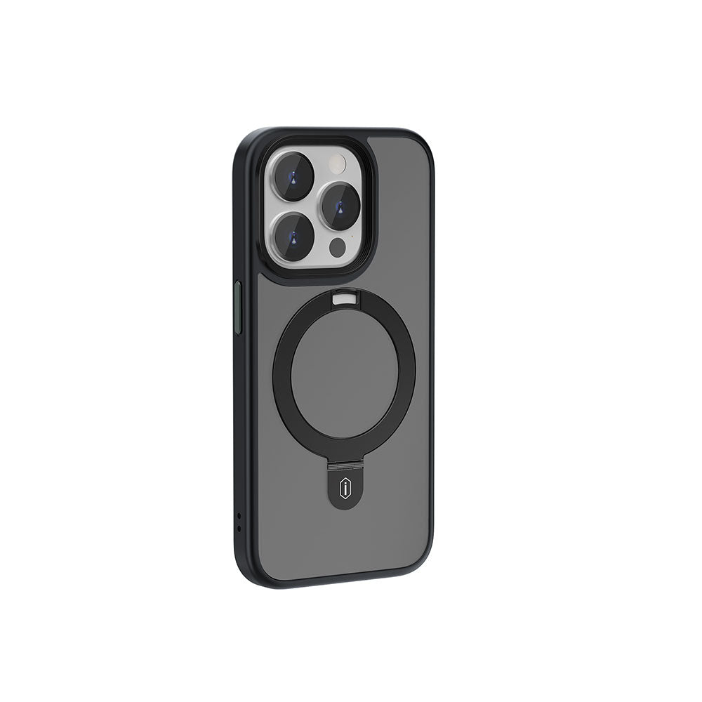 iPhone 15 Pro Max Kılıf Wiwu ZMM-010 M-safe Şarj Özellikli Mat Arka Yüzey Standlı Kılıf