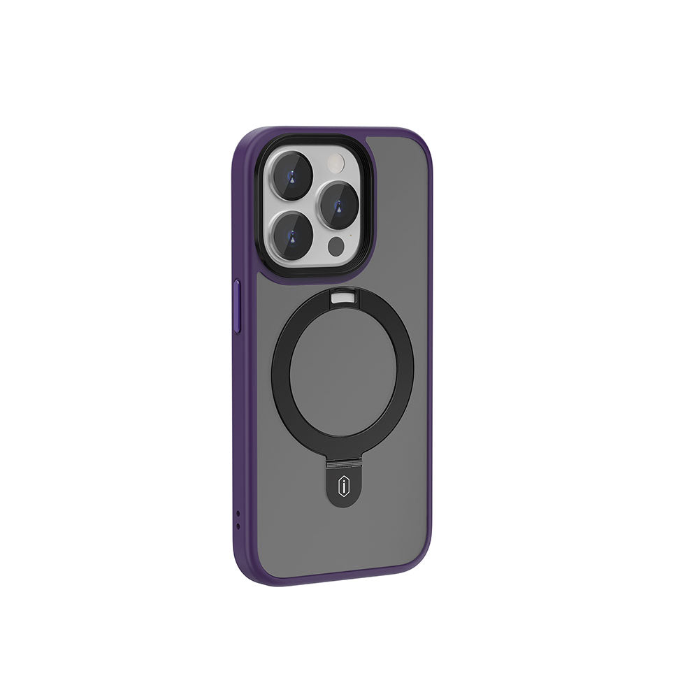 iPhone 15 Pro Kılıf Wiwu ZMM-010 M-safe Şarj Özellikli Mat Arka Yüzey Standlı Kılıf