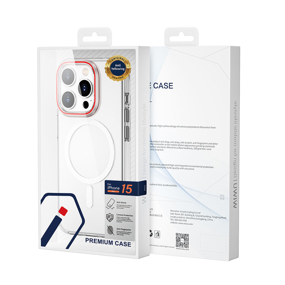 iPhone 15 Pro Kılıf Wiwu ZYS-013 M-safe Şarj Özellikli Renkli Kamera Çerçeveli Şeffaf Jelly Kılıf