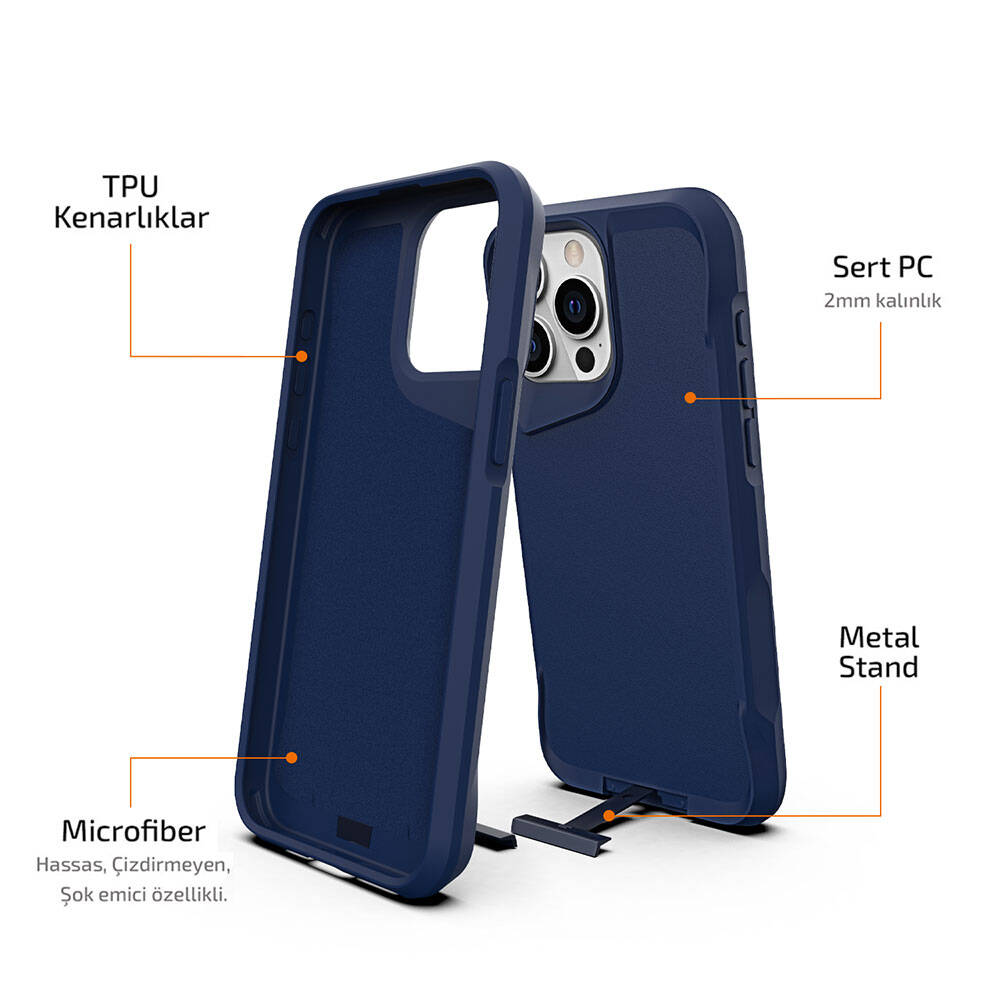 iPhone 15 Pro Kılıf Zore Airbag Kenarlı T-Max Mat Standlı Kılıf