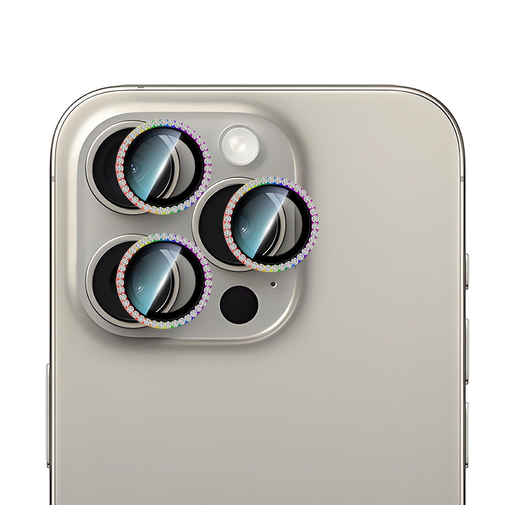 iPhone 15 Pro Max CaseWorld Alloy Sparkling Diamond Serisi Taşlı Lens Koruyucu