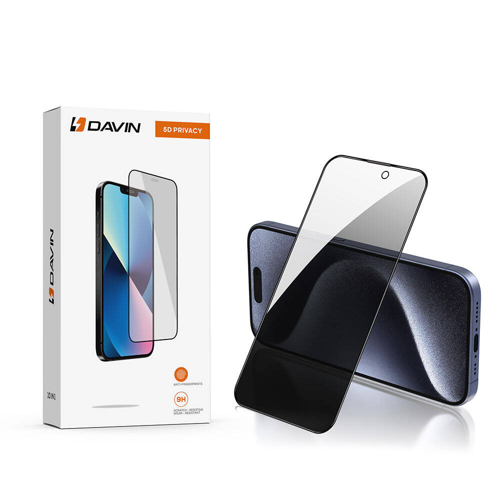 iPhone 15 Pro Max Davin 5D Privacy Cam Ekran Koruyucu