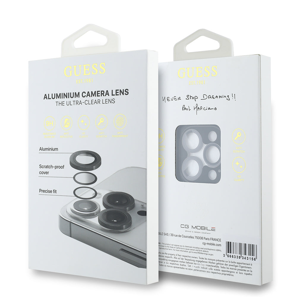 iPhone 15 Pro Max Guess Orijinal Lisanslı Metal Kamera Lens Koruyucu