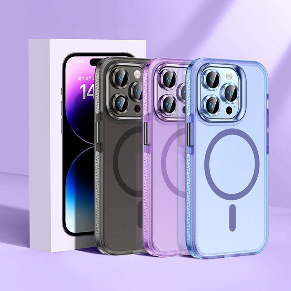 iPhone 15 Pro Max Kılıf Airbagli M-safe Wireless Şarj Özellikli Lens Koruyuculu Zore Klaptika Kılıf