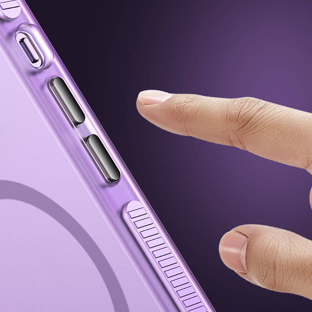 iPhone 15 Pro Max Kılıf Airbagli M-safe Wireless Şarj Özellikli Lens Koruyuculu Zore Klaptika Kılıf