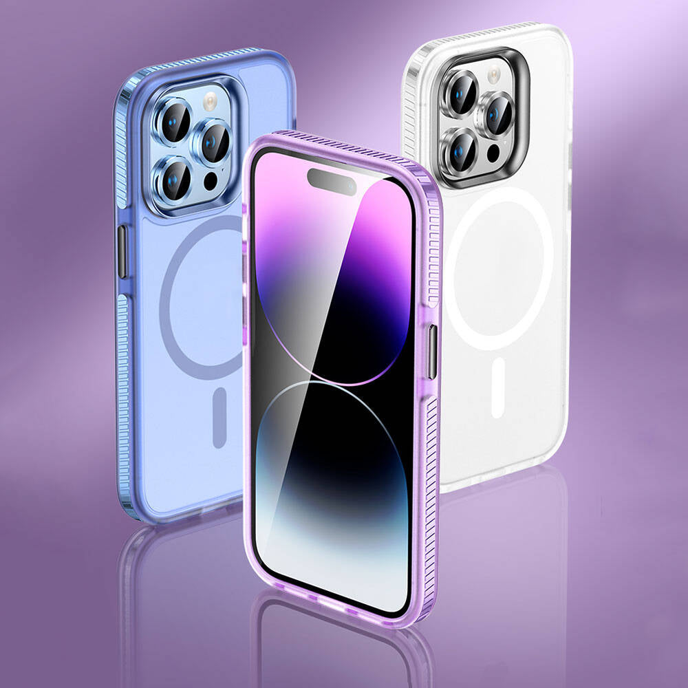 iPhone 15 Pro Max Kılıf Airbagli M-safe Wireless Şarj Özellikli Lens Koruyuculu Zore Klaptika Kılıf