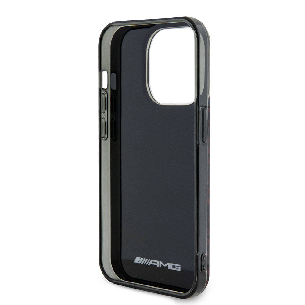 iPhone 15 Pro Max Kılıf AMG Orijinal Lisanslı Çift Katmanlı Büyük Logolu Dörtgen Şerit Desenli Kılıf