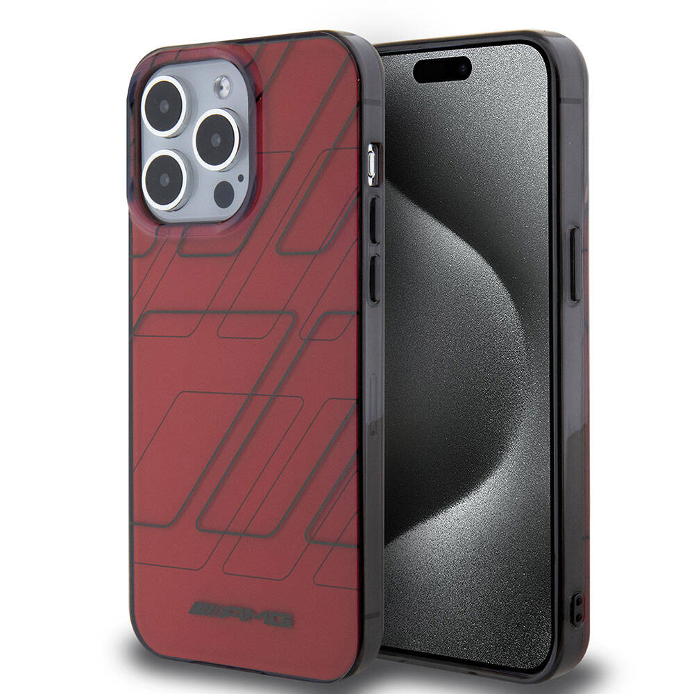 iPhone 15 Pro Max Kılıf AMG Orijinal Lisanslı Çift Katmanlı Dörtgen Desenli Kılıf