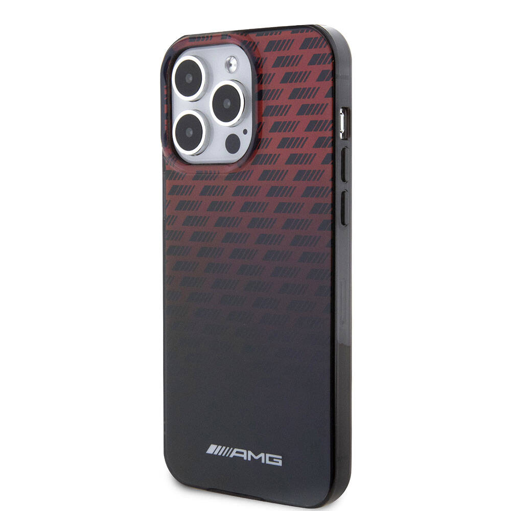 iPhone 15 Pro Max Kılıf AMG Orijinal Lisanslı Çift Katmanlı Küçük Logolu Dörtgen Şerit Desenli Kılıf