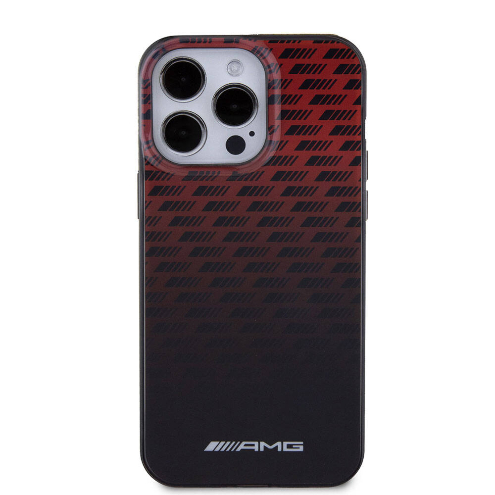 iPhone 15 Pro Max Kılıf AMG Orijinal Lisanslı Çift Katmanlı Küçük Logolu Dörtgen Şerit Desenli Kılıf