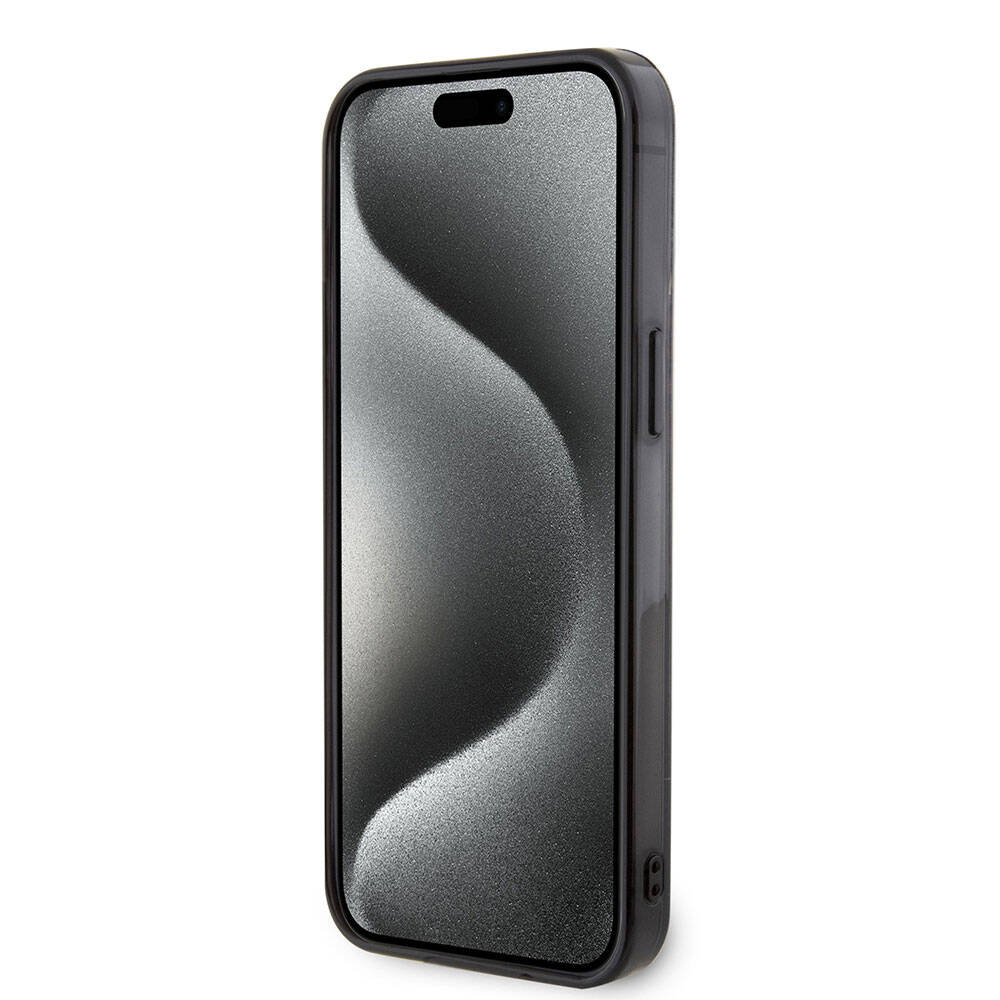 iPhone 15 Pro Max Kılıf AMG Orijinal Lisanslı Çift Katmanlı Küçük Logolu Dörtgen Şerit Desenli Kılıf