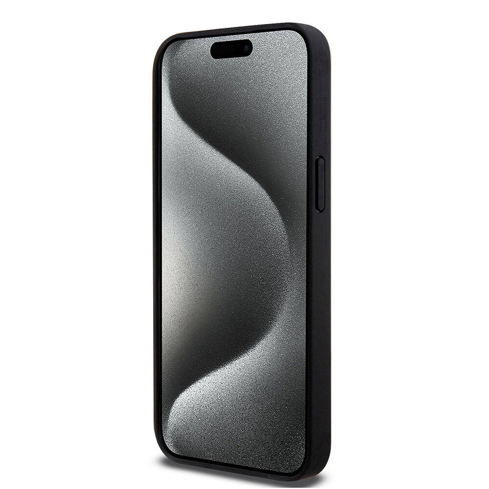 iPhone 15 Pro Max Kılıf AMG Orijinal Lisanslı M-safe Şarj Özellikli Delikli Deri Kıvrımlı Çizgili Kılıf