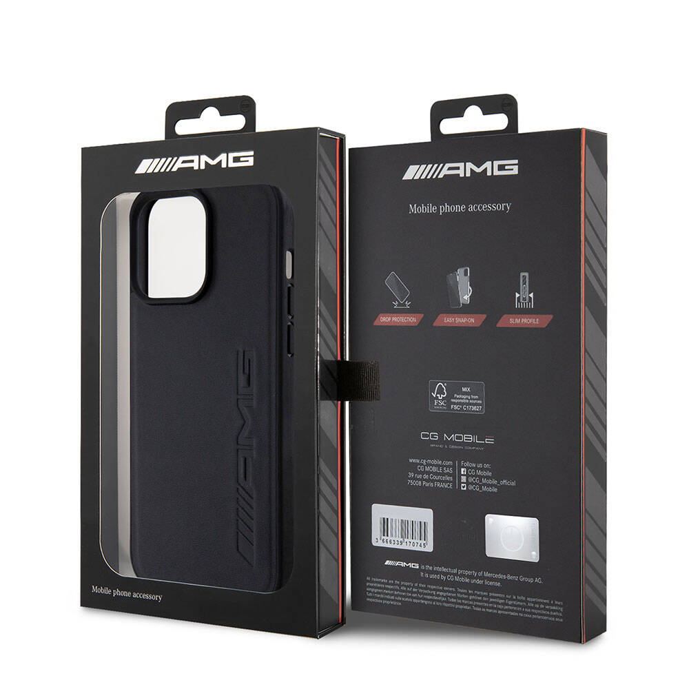 iPhone 15 Pro Max Kılıf AMG Orijinal Lisanslı M-safe Şarj Özellikli Deri Sıcak Damgalı Kılıf